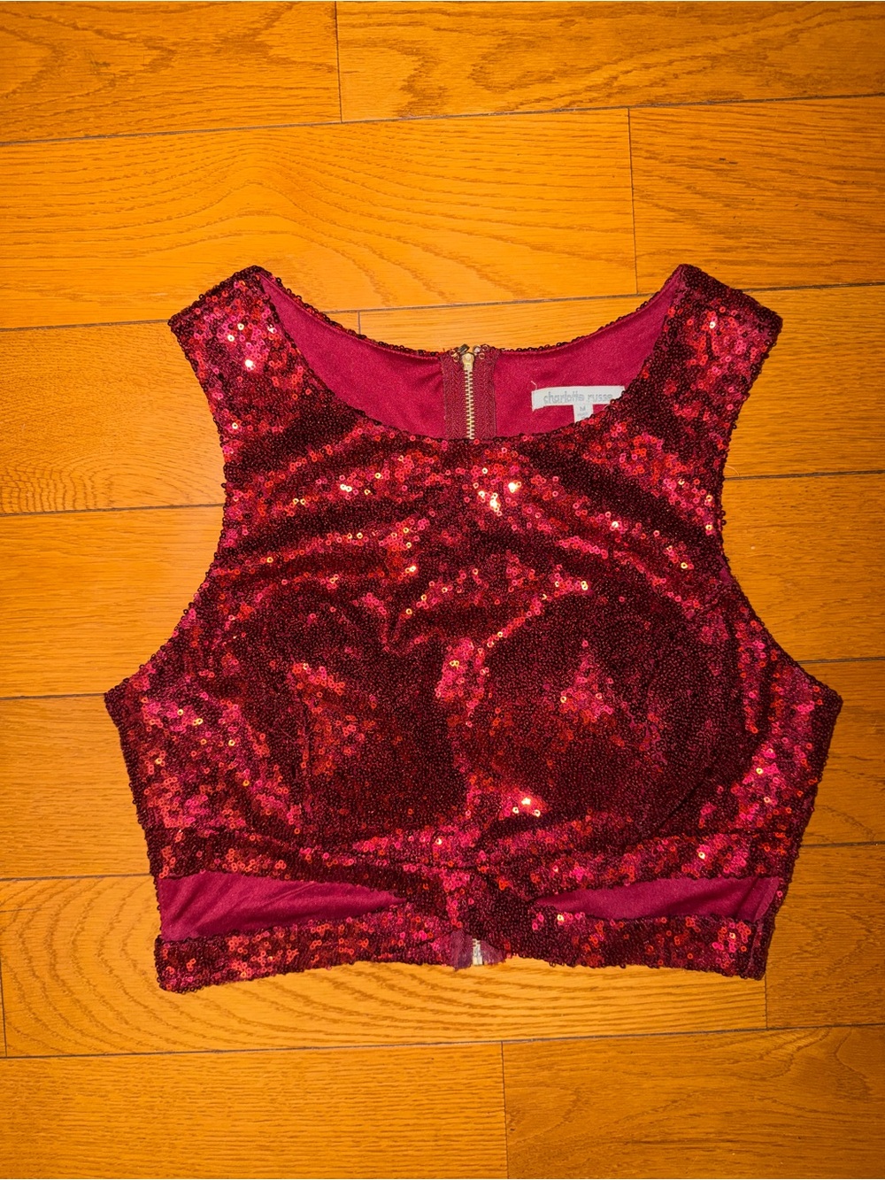 Red Sequin Crop Top